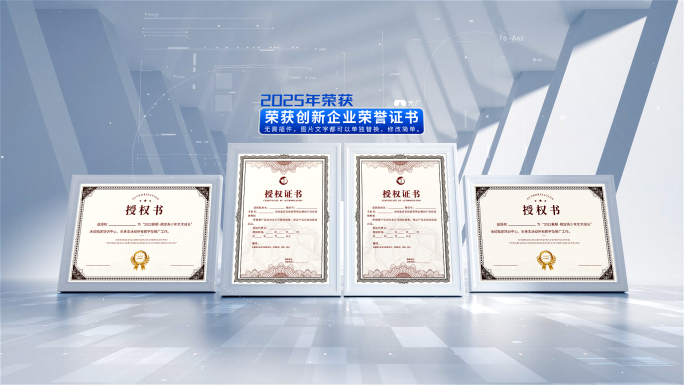 高端企业专利荣誉证书展示