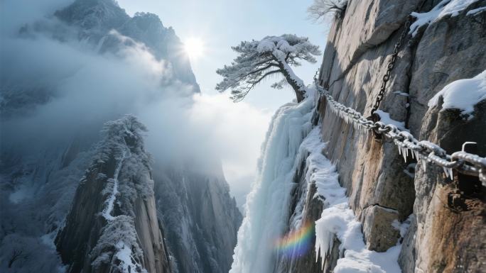 华山雪后壮丽风光