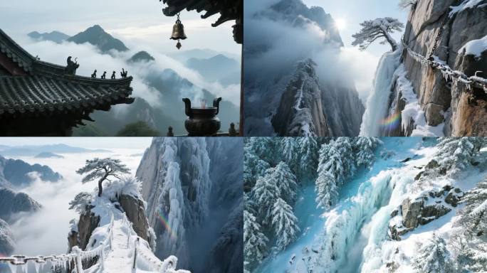华山雪后壮丽风光