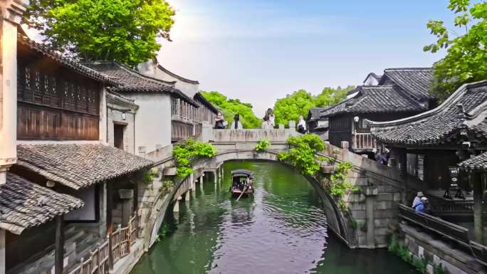 江南水乡古镇乌镇航拍
