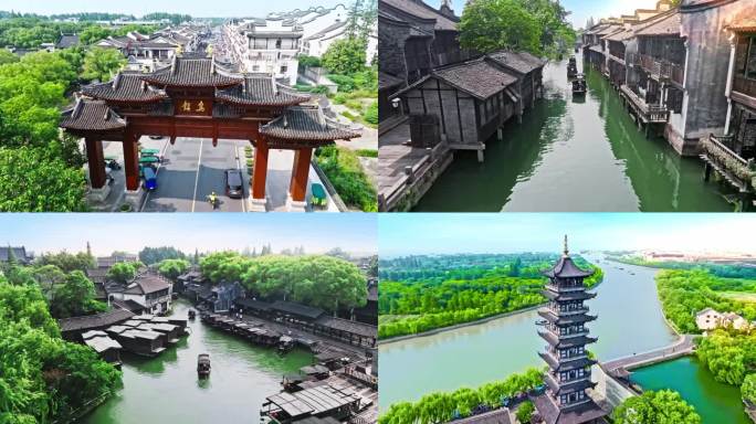 江南水乡古镇乌镇航拍