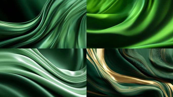 绿色丝绸流动质感 背景 液体 流动 旗帜