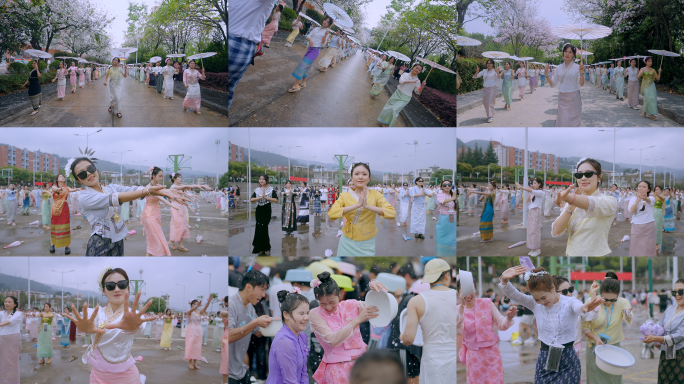 泼水节欢乐庆祝人群傣族风情少数民族