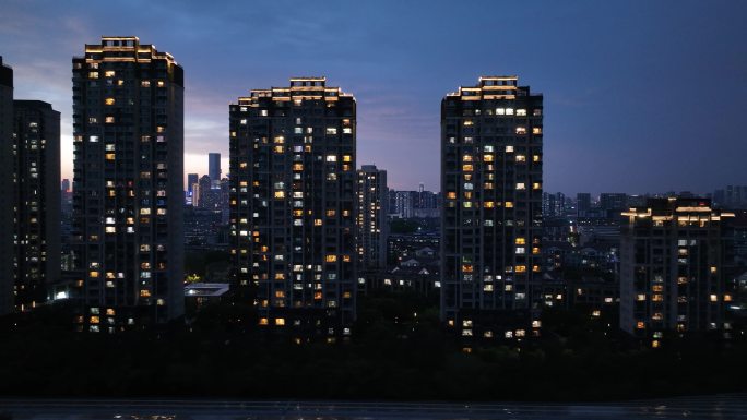 4K航拍夜景万家灯火