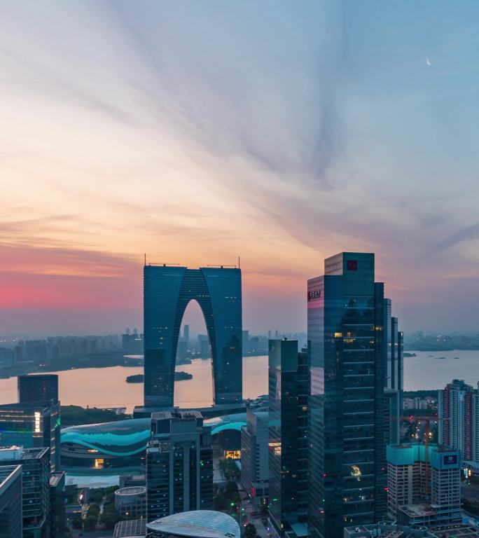 苏州城市朝霞延时摄影