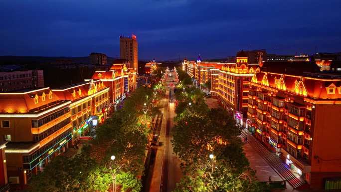 富蕴夜景大景航拍视频素材空镜