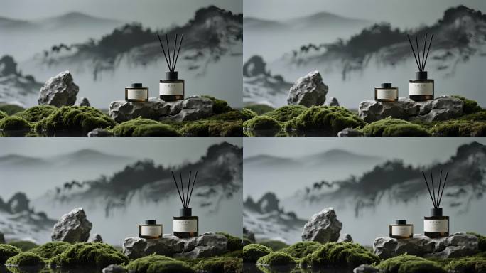 香薰禅意山水雾气宁静养生自然意境