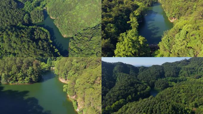 北碚缙云山黛湖山水风光航拍4K
