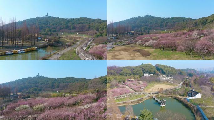 苏州石湖与上方山春天风景航拍