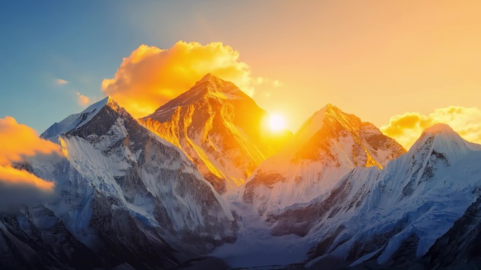 日照金山 雪山 雪山延时 唯美雪山