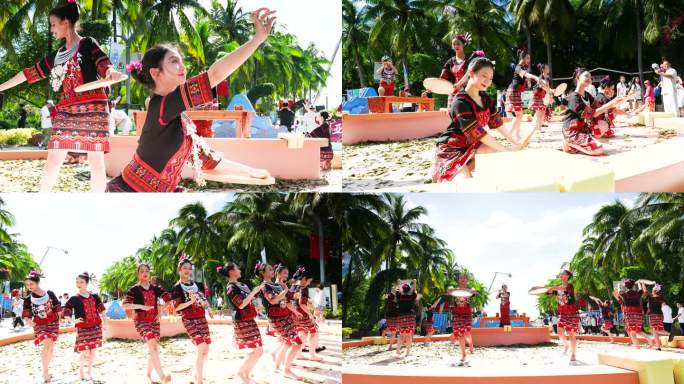 黎族少女表演五指山采茶舞