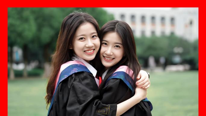 毕业季毕业校园大学毕业唯美挥手拥抱告别
