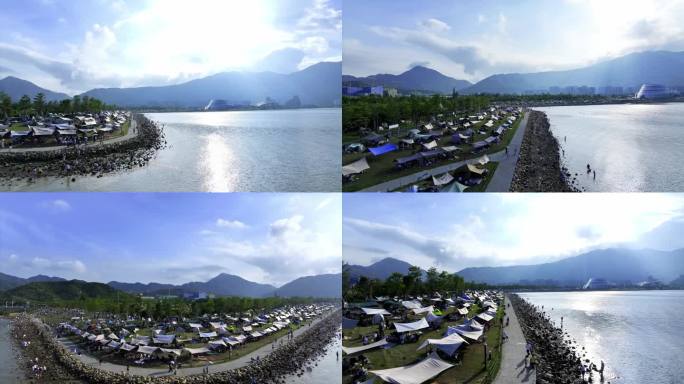航拍坝光露营地 海边露营 户外露营