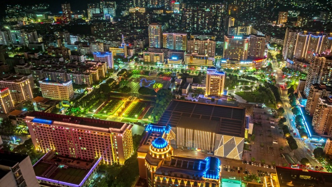 梧州市政广场夜景航拍延时视频