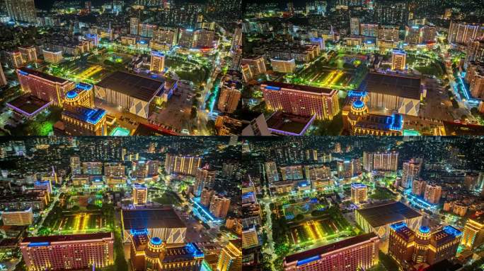 梧州市政广场夜景航拍延时视频