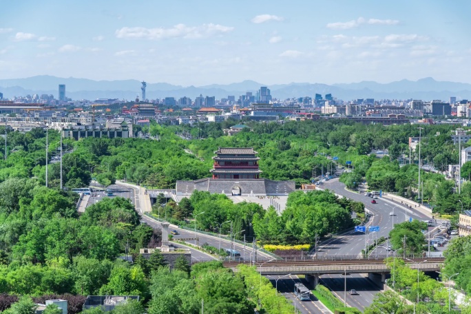 【4k】北京夏日永定门中轴线延时城市风光