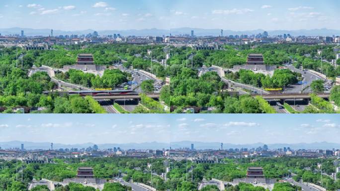 【4k】北京夏日永定门中轴线延时城市风光