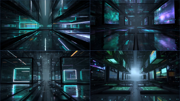 赛博朋克屏幕矩阵隧道
