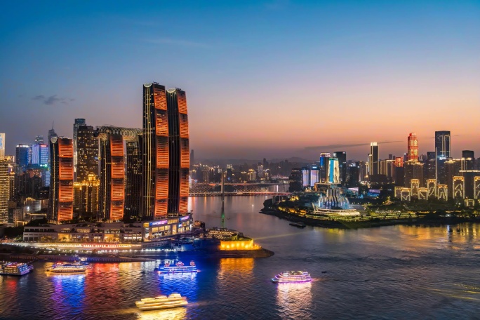 【4K】重庆朝天门码头日转夜延时