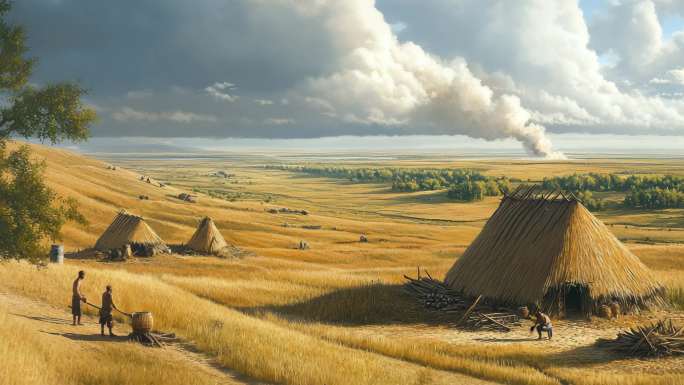 原始社会文明原始部落生活场景史前人类聚落