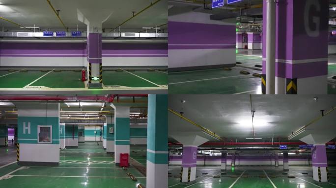 4K室内地下车库停车位空旷场景