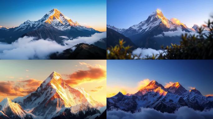 日照金山 壮丽雪山日出景观