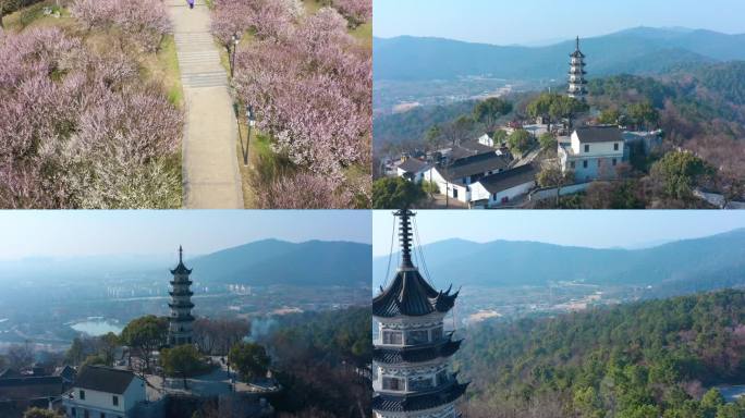 苏州石湖与上方山春天风景航拍