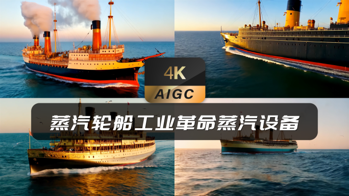【AI】复古蒸汽游轮蒸汽轮船工业革命设备