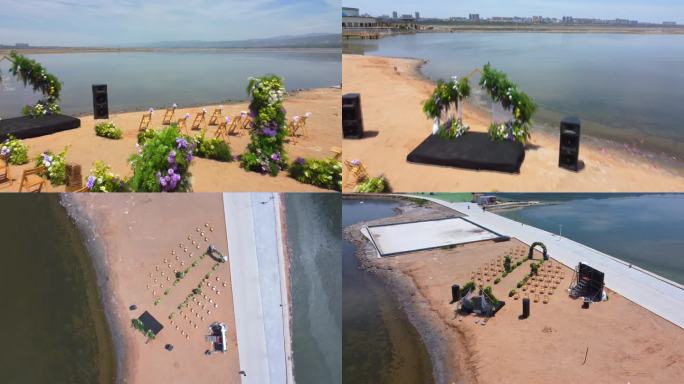 中国死海沙滩婚礼布场-婚庆场布-海滩婚礼