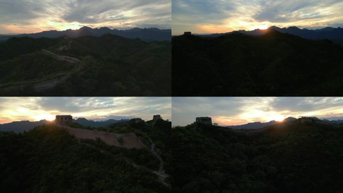 夕阳下的古老长城