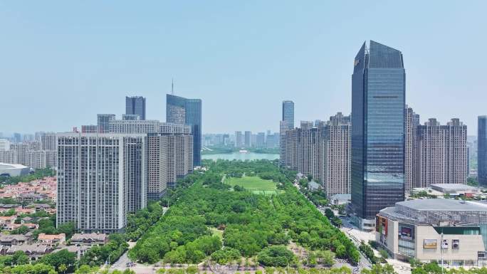 合肥政务区天鹅湖万象城城市航拍