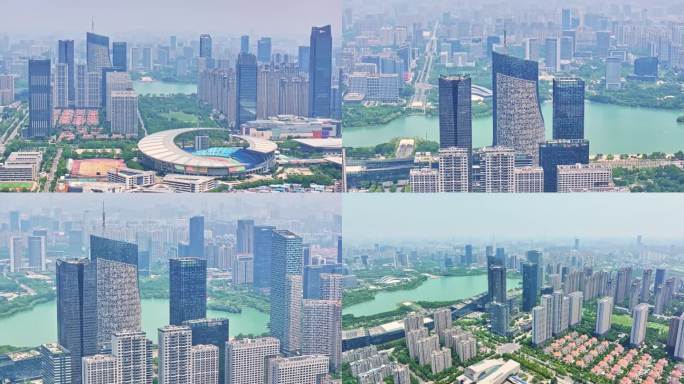 合肥政务区天鹅湖万象城城市航拍