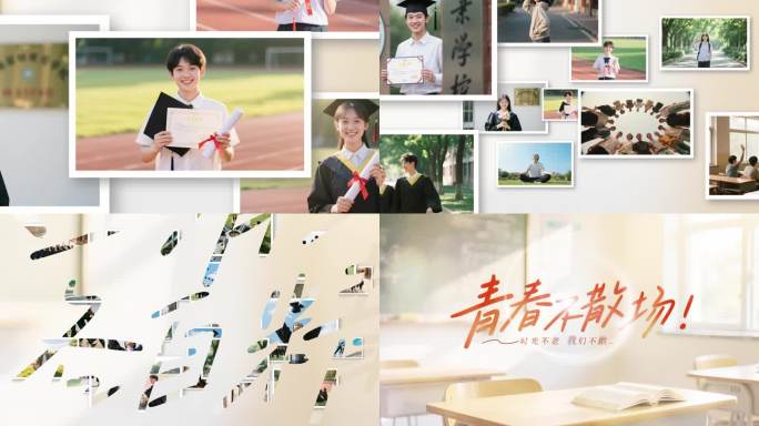 青春毕业季校园照片汇聚片头