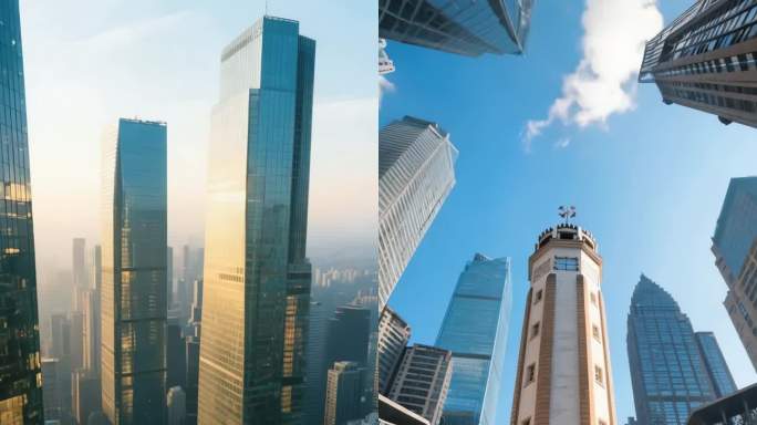 城市街景摩天楼群车流人流快切
