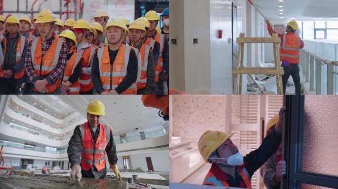 建筑工地工人施工忙碌