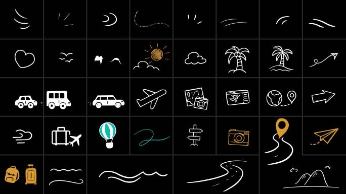 手绘旅行出游涂鸦元素