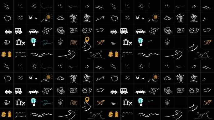 手绘旅行出游涂鸦元素