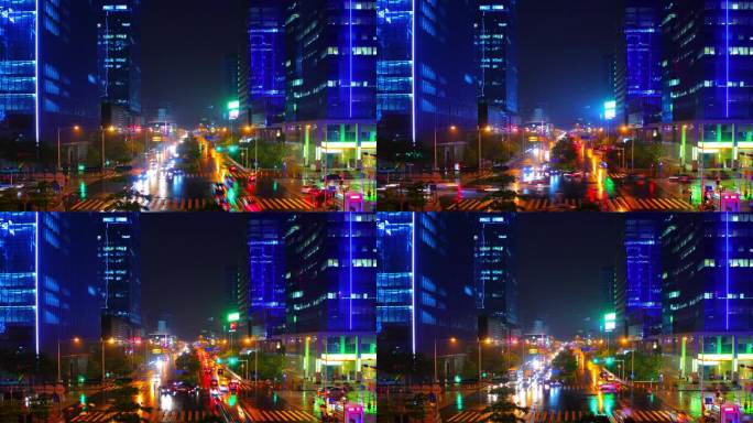 雨中的夜城