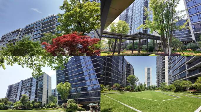 高端小区新中式小区玻璃幕墙小区建筑