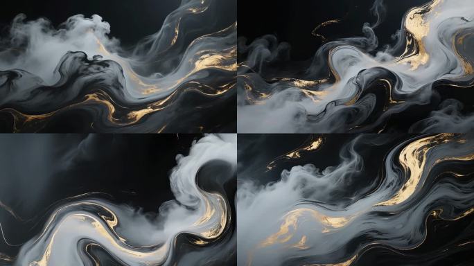 水墨风金色流体艺术