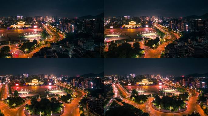 揭阳楼夜景 航拍揭阳楼 揭阳航拍延时