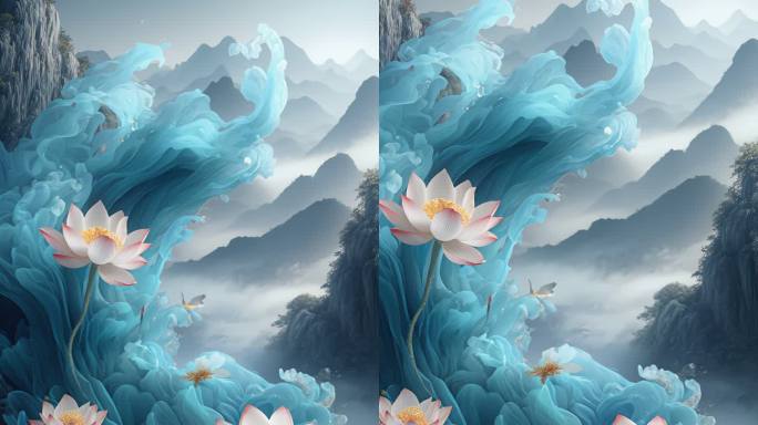 竖屏禅意意境荷花莲花中国风古风