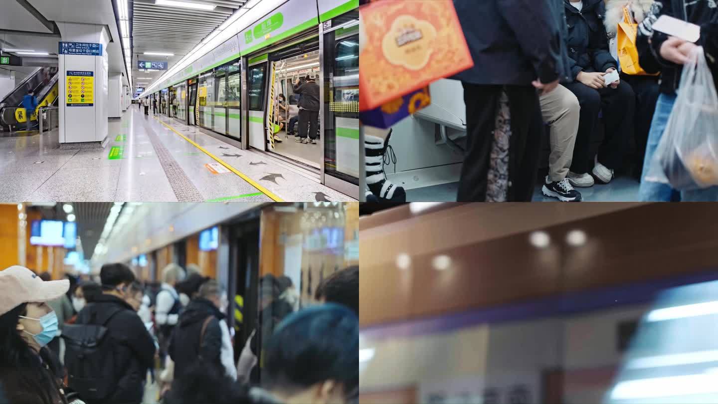 上海城市地铁人流高峰期延时摄影