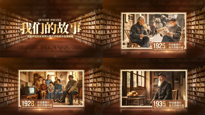 光影怀旧历史老照片图文图片展示ae模板