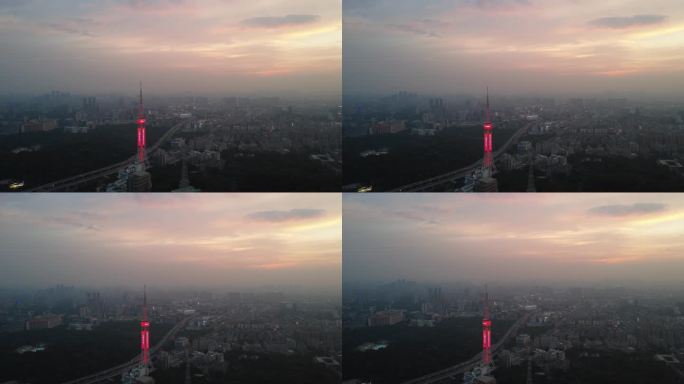 广州城市夜景航拍
