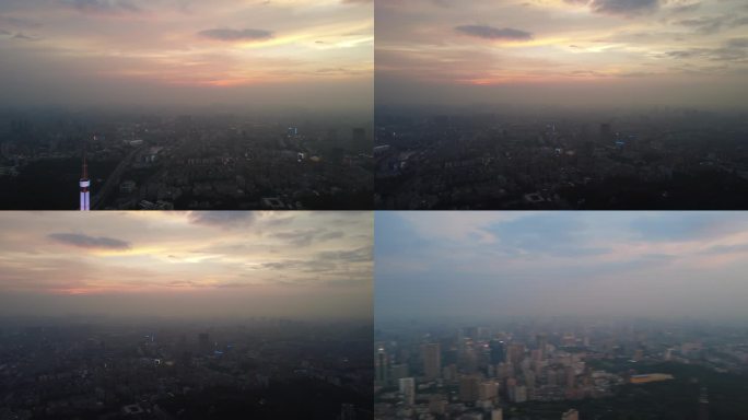 城市夜景航拍延时