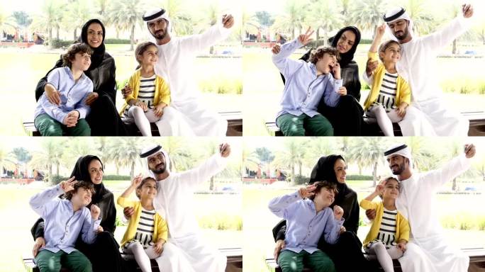 中东家庭用手机自拍