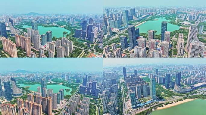 合肥政务区天鹅湖万象城城市航拍