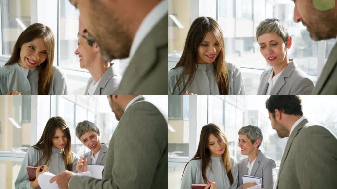 现代白人女性和男性商人