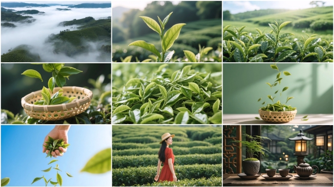茶茶叶茶山茶园茶叶泡茶水滴唯美空镜